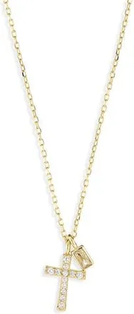Argento Vivo Cubic Zirconia Cross Pendant Necklace in Gold at Nordstrom Rack
