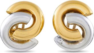 Roberto Coin 18K Yellow and White Gold Swirl Earrings RC18-062226