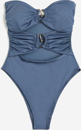 H&M Bandeau-Badeanzug mit wattierten Cups und High Leg - Blue