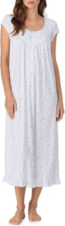 Eileen West Cap Sleeve Cotton Nightgown in White/blue at Nordstrom, Size Xx-Small