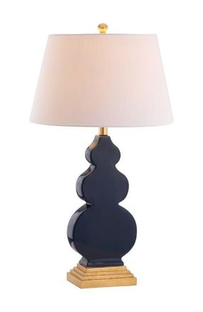 Jonathan Y Designs Carter 29 Ceramic/Resin LED Table Lamp in Navy/gold at Nordstrom