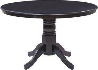 Beliani Beliani - Mesa De Comedor Redonda Vintage Con Pedestal De Madera Negro 120 Cm Akron