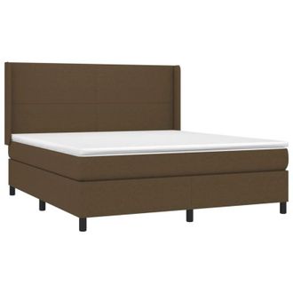 vidaXL Vidaxl - Cama Box Spring Colch&oacute;n Luces Led Tela Marr&oacute;n Oscuro 160x200cm