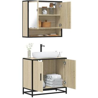 vidaXL Set Mobili da Bagno 2 pz Rovere Sonoma in Legno Multistrato - Vidaxl