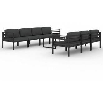 vidaXL 8 Pcs Garden Lounge Set Con Almohadillas De Aluminio Antracita - 319186