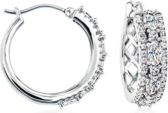 Ross-Simons CZ Hoop Earrings in Sterling Silver