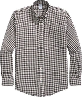 Brooks Brothers Slim Fit Non-Iron Stretch Supima Oxford Overhemd met Button Down Kraag - Heren - Casual Overhemden - Grijs - M - Katoen - Overhemden
