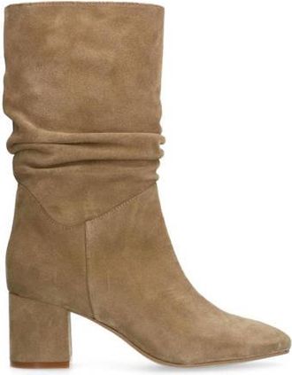 Manfield su&egrave;de halfhoge laarzen beige