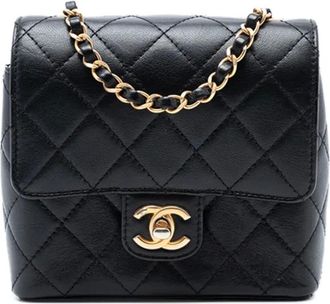 Chanel 2021-2025 Mini Square Classic Goatskin Single Flap crossbody bag - Nero