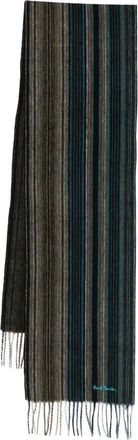 Paul Smith Sciarpa a righe con frange - Nero