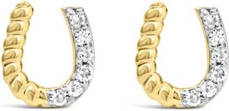 House of Brilliance 10K Yellow Gold 1/10 Cttw Braided Horseshoe Stud Earrings (H-I Color, SI1-SI2 Clarity)