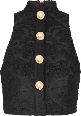 Balmain Top con motivo barocco - Nero