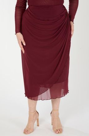 Estelle Annalise Ruched Mesh Skirt in Samba at Nordstrom, Size 22W