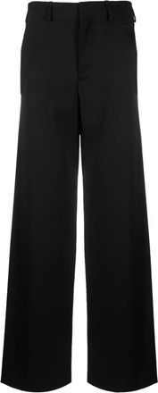 Maison Margiela single-stitch logo wide-leg trousers - women - Virgin Wool/Polyester/Elastane/Viscose - 40 - Black