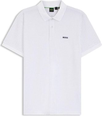 BOSS Cotton-piqu&eacute; polo shirt with all-over print