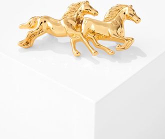 Talbots Wild Horses Brooch - Shiny Gold - 001 Talbots