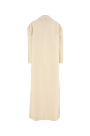Gucci Womens Ivoryy Wool Blend Coat Softwhite Exterior: Silk Cappotti