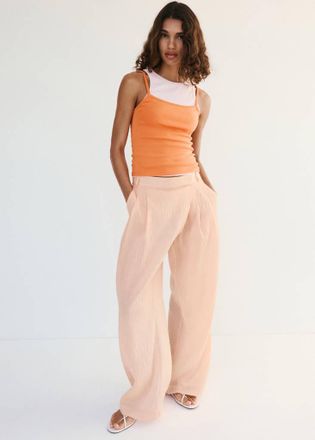 Mango Top combinato spalline sottili arancione - Donna - XS - MANGO