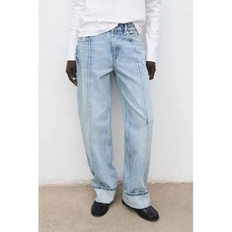 Mango straight leg jeans light blue denim