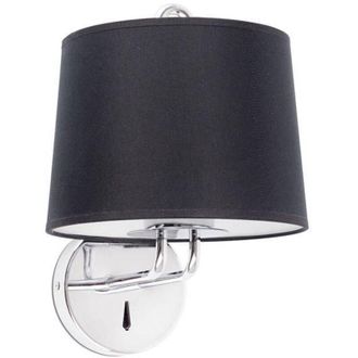 Faro Barcelona Faro montreal Lampada da parete cromata, paralume nero