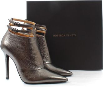 Bottega Veneta Metallic Buckle Detail Stiletto Ankle Boots Size 36