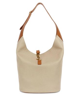 Saint Laurent logo-plaque shoulder bag - Neutrals
