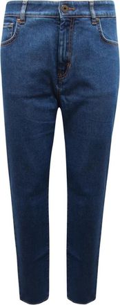 Max Mara Cropped Cigarette Broek - Dames - Slim Fit Jeans - Blauw - XL - Denim - Jeans