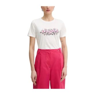 Twinset T-shirt met bloemenmotief - Dames - Tops - Wit - Maat: S Katoen