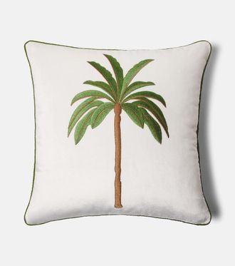 Les-Ottomans Embroidered cotton velvet cushion