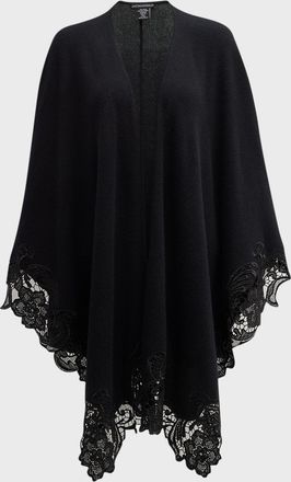 Sofiacashmere Cashmere Cape With Lace Trim