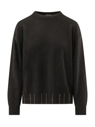 Fabiana Filippi Black Solid Crew Neck Sweater