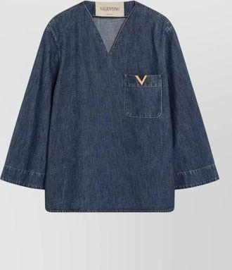 Valentino Garavani denim shirt v neck long sleeves