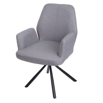 Hhg Nunca Usado] Silla De Comedor Hhg 938, Silla De Cocina Sill&oacute;n Silla, Giratoria Auto Posici&oacute;n Tela/textil Acero, Gris Claro