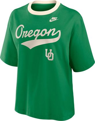 Nike Oregon Legacy Fight Song Boxy Nike Womens College T-Shirt in Green | 01CM0IQZUOV-U0X