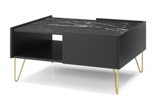 AKL FURNITURE Mesa de centro efecto madera Negro y Dorado