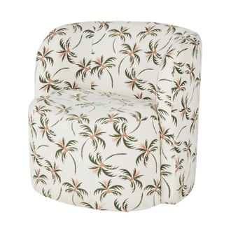 Maisons du monde Sill&oacute;n tejido reciclado en jacquard beige con palmeras verde y naranja