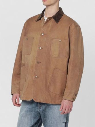 Needles cotton jacket contrast collar buttoned cuffs