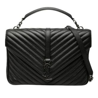Saint Laurent Pre-owned Handbags, female, Black, Size: ONE SIZE Pre-owned The College Satchel