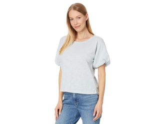 Mod-o-doc Open Neck Bubble Sleeves T-Shirts Womens Clothing Silver Grip : MD (US 8-10), Cotton