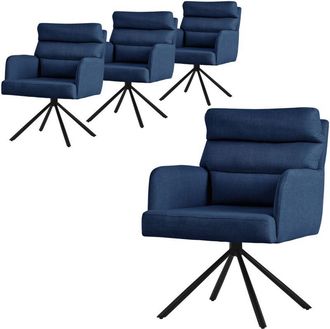 ML Design Ml-design - 4x Sillas De Comedor Giratoria, Verde Oscuro Asiento Cocina Con Respaldo Extra&iacute;ble Y Reposabrazos Dise&ntilde;o Ergon&oacute;mico Mueble Tapizado Con Fu