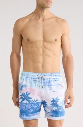 Vintage Summer Swimwear Tropical Volley Swim Trunks in Light Blue at Nordstrom Rack, Size Xx-Large