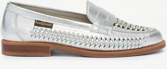 Russell & Bromley LARTON Womens Silver Leather Woven Saddle Loafer