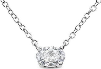 House of Brilliance 14K White Gold 1/2 Cttw Lab Grown Oval Shape Solitaire Diamond East West Pendant at Nordstrom