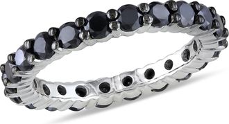 Mimi & Max 2ct TW Black Diamond Eternity Ring 14k White Gold
