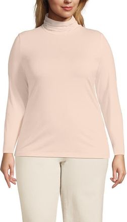 Lands End Lightweight Jersey Skimming Long Sleeve Turtleneck in Pink Opal at Nordstrom, Size 2X