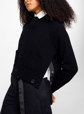sacai Womens Button-up mock-neck wool cardigan