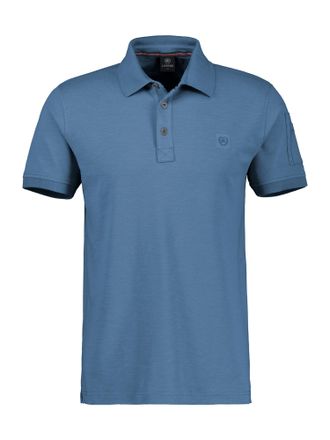 Lerros Poloshirt LERROS LERROS Herren Poloshirt in gewaschener Optik, Herren, Gr. M, blau (crispy blau), 100% Baumwolle, ohne Ausschnitt, Shirts Poloshirt