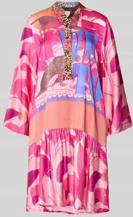 Miss Goodlife Relaxed Fit Minikleid aus reiner Viskose mit Animal-Print in Pink, Gr&ouml;&szlig;e XL