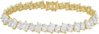 Diana M. Jewels 14kt Yellow Gold 15.00cts Lab Grown Slanted Radiant Diamond Tennis Bracelet