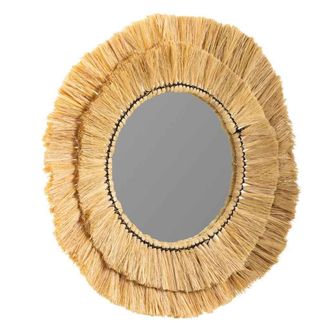 Wanderlust Deco Espejo Redondo De Fibra Natural Marr&oacute;n 57x57x6